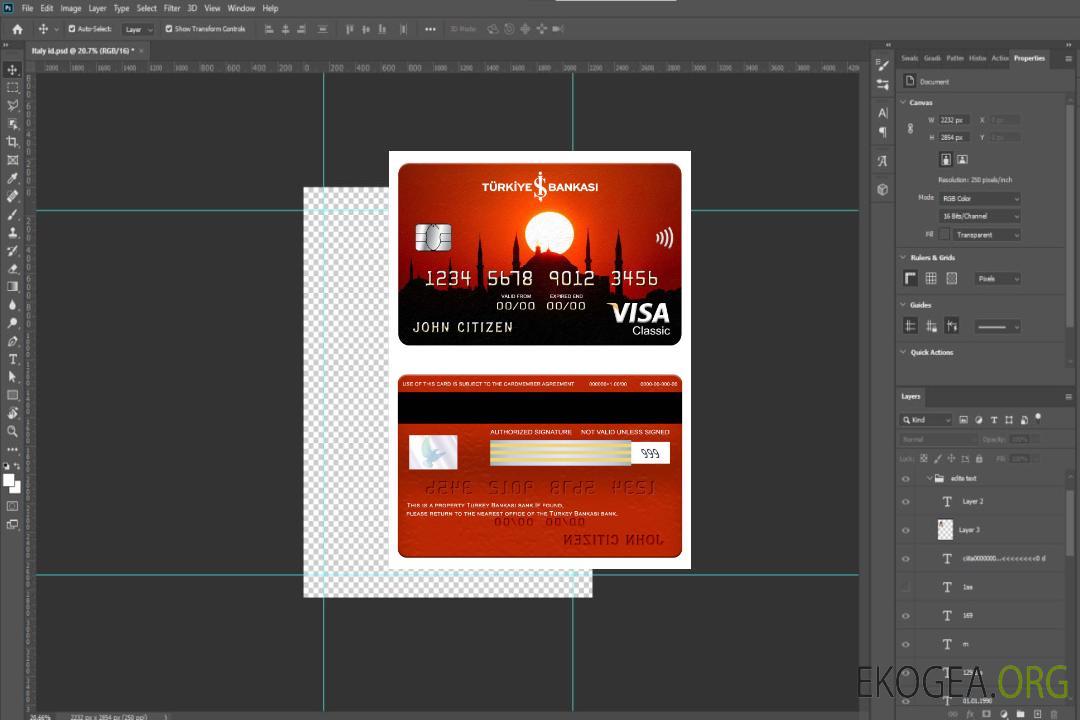 Carte classique visa bancaire Bankasi Turquie template Carte classique visa bancaire Bankasi Turquie template